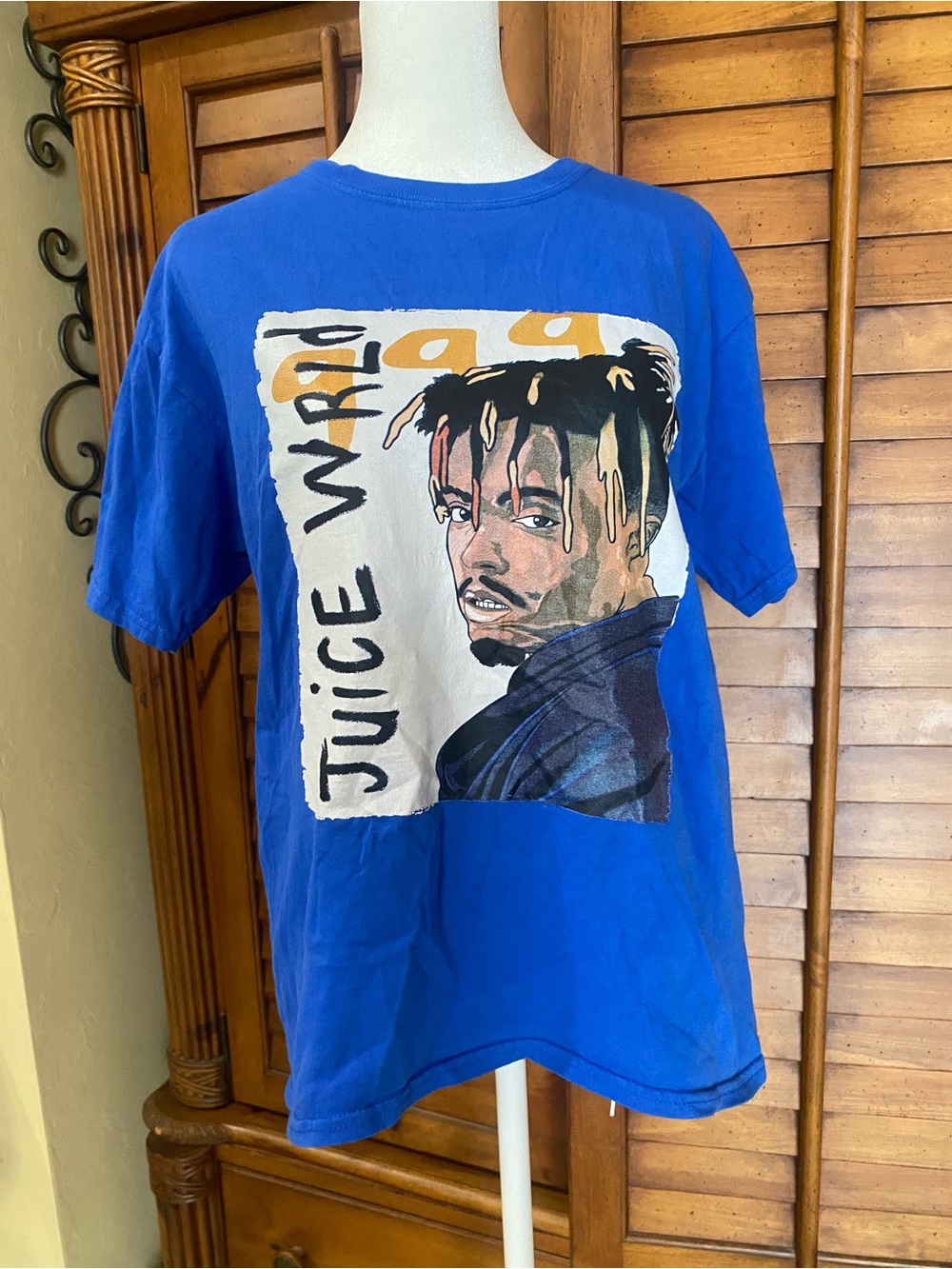Royal Blue Graphic Short-Sleeve Men’s Tee - Juice WRLD Portrait Print